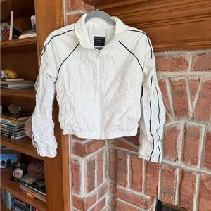 Abercrombie & Fitch Kids White Puffer Jacket with Black Trim